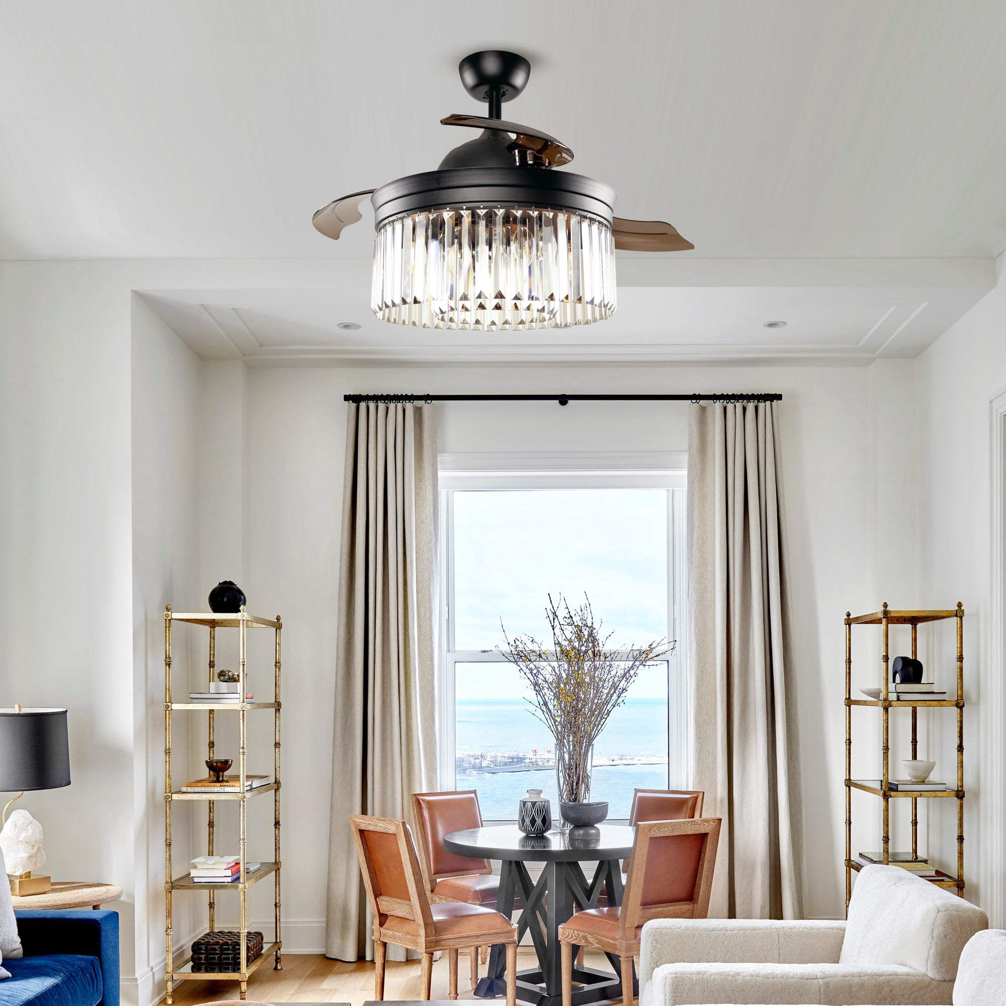 Parrot Uncle 42-Inch Contemporary Chandelier Ceiling Fan with Incandescent Lights and Remote Control