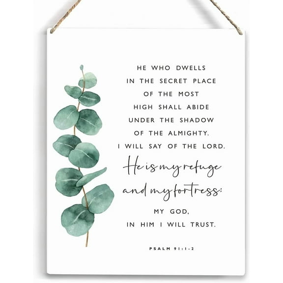 8x10 Inch He Who Dwells In The Secret Place Bible Verse Wood Sign Rustic Psalm 911-2 Christian Wooden Hanging Plaque For Home Nursery Wall Art Decoration Present