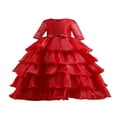 thumbnail image 1 of Girl Princess Dress Floral Lace Decor Multi-Layer Ruffle Tutu Dresses, 1 of 6