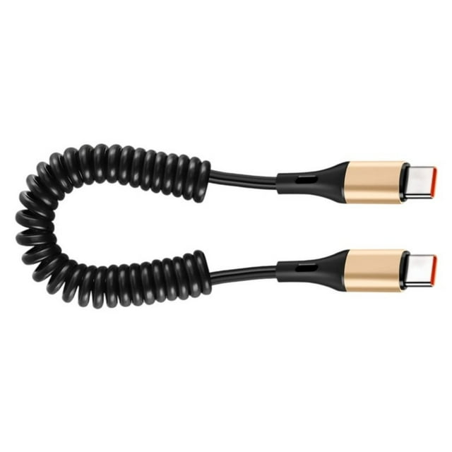 CNKOO Heavy Duty Spring Coiled Charging Cable 240W Fast Charging Double USB C Connector Compact Head Design For Tight Space