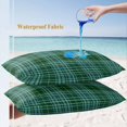 thumbnail image 4 of Lumbar Pillow Covers 20x12 Inch Set of 2, Buffalo Plaid Waterproof Outdoor Pillow Covers, Emerald Green Farmhouse Gingham Striped Decorative Cushion Pillowcases for Couch, Sofa, Bed, Garden, Patio, 4 of 9