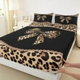 thumbnail image 3 of Homewish Girls Vintage Ribbon Twin Sheet Sets, Brown Leopard Print Bowknot Twin Fitted Sheet, Old Fashion Flat Sheet, Breathable Home Decor, 3 Pieces, 3 of 7
