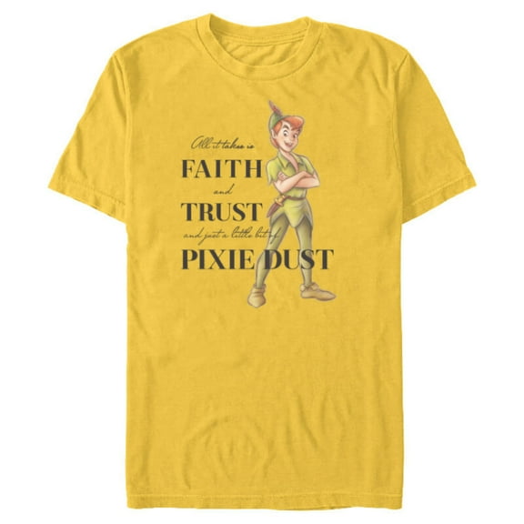 Disney 100 Anniversary Peter Pan D100 Quote Pixie Dust - Short Sleeve Blended T-Shirt for Adults - Customized-Yellow