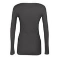 thumbnail image 4 of WULMLEO Scoop Neck Long Sleeve Tops for Women Dressy Casual Tight Knit y2K Shirts Trendy Fitted Base Layer Basic Tops Dark Gray 2XL, 4 of 4