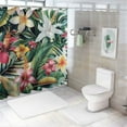 thumbnail image 7 of Orinice Tropical Leaf Shower Curtain Pink Flowers Flowers Hibiscus Green Palm Banana Coconut Leaf Plants Plants Spring Flowering Summer Hawaii Nature Scenery Polyester Fabric Bath décor, 7 of 7