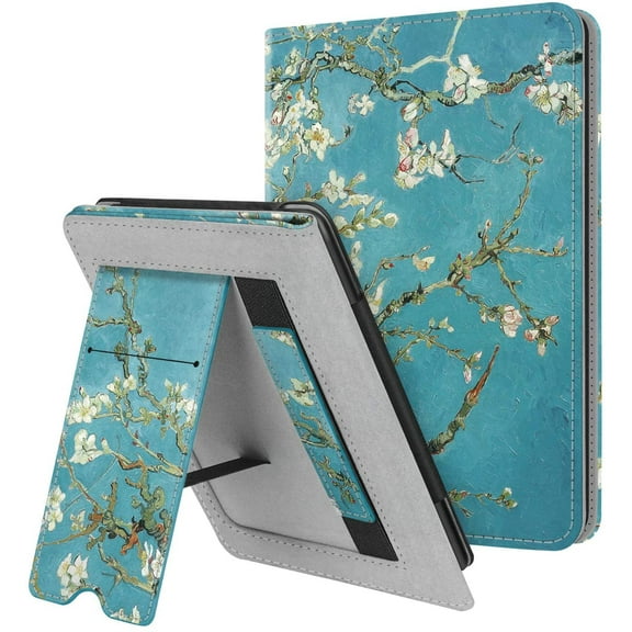 Fintie Stand Case for 6" Kindle Paperwhite (Fits 10th Generation 2018 and All Paperwhite Generations Prior to 2018) Premium PU Leather Sleeve Cover with Card Slot and Hand Strap, Blossom