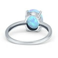 thumbnail image 3 of Solitaire Oval Light Blue Lab Opal Ring 925 Sterling Silver Size 9, 3 of 6