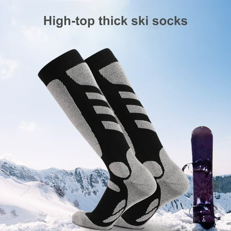 

Taize 1 Pair Thermal Breathable Skiing Socks Cotton Anti-slip Stretchy Hiking Socks for Winter