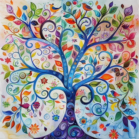 Colorful Abstract Tree 5D Diamond Art Painting by Number Kits for Adults DIY Paint with Full Drill Round Diamond Gems Painting Art Craft for Home Wall Decor 13.8x13.8inch(2)