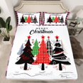 thumbnail image 2 of jejeloiu Cartoon Christmas Tree Twin Sheet Sets,Pinkue Geometric Grid Twin Fitted Sheet,Xmas Theme Flat Sheet,Microfiber Room Decor,3-Piece, 2 of 7