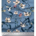 thumbnail image 1 of Soimoi Poly Georgette Fabric Robin,Leaves & Wildflower Floral Print Fabric by the Yard 52 Inch Wide, 1 of 3