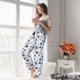 thumbnail image 5 of Balery blue Snowflake Prints Pantalones de pijama para mujer, pijamas ultraligeros, pantalones de estar por casa-Small, 5 of 6