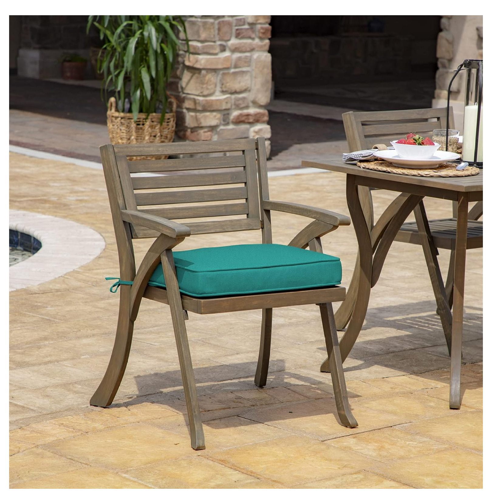 ProFoam Outdoor Seat Cushion 19x20 - Surf Teal, Patio Furniture Cushions, Rounded Back, UV & Water Resistant, Replacement Cushion