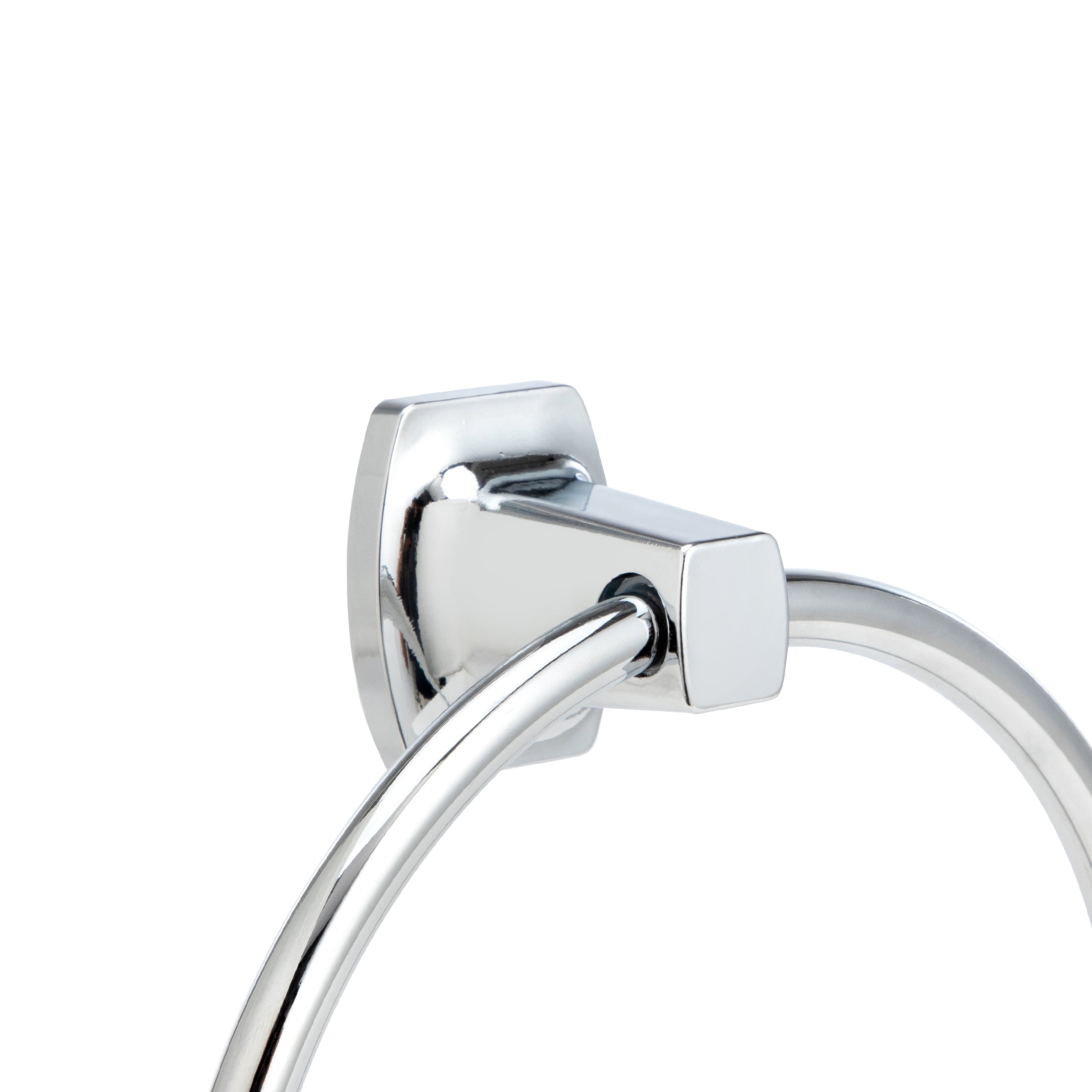 (4 pack) Mainstays 7.1-inch Square Wall Mount Towel Ring Chrome Finish with Hardware