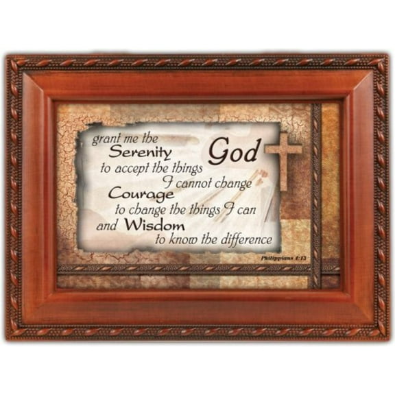 Serenity Prayer Cottage Garden Inspirational Woodgrain Traditional Music Box Plays Amazing Grace