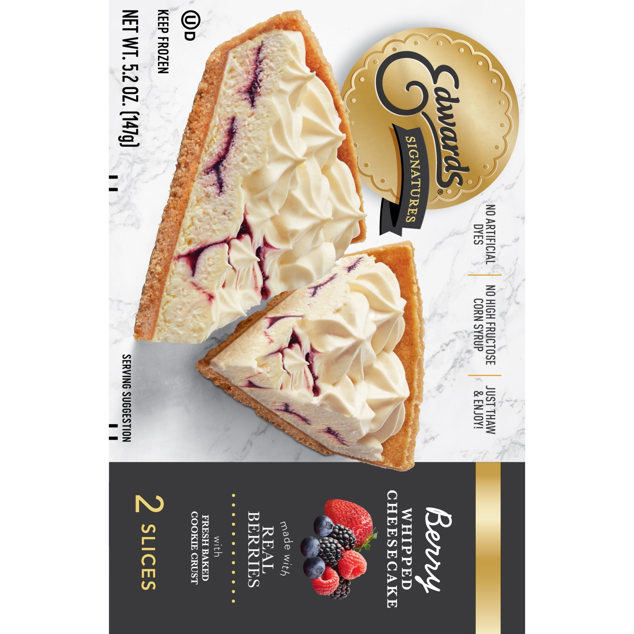 Edwards Singles Desserts Frozen Whipped Berry Cheesecake, 5.2 oz 2 Pack