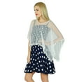 thumbnail image 3 of Bimba Women Short Dress Smocked Top With Net Poncho Chic Retro Style Clothing, 3 of 5
