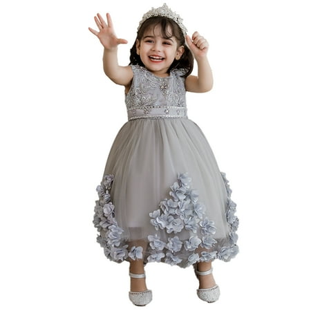 

Girls Luxurious Handmade Beaded Rhinstone Waist Embroidery Party Princess Dress Q514 Sizes 1-5