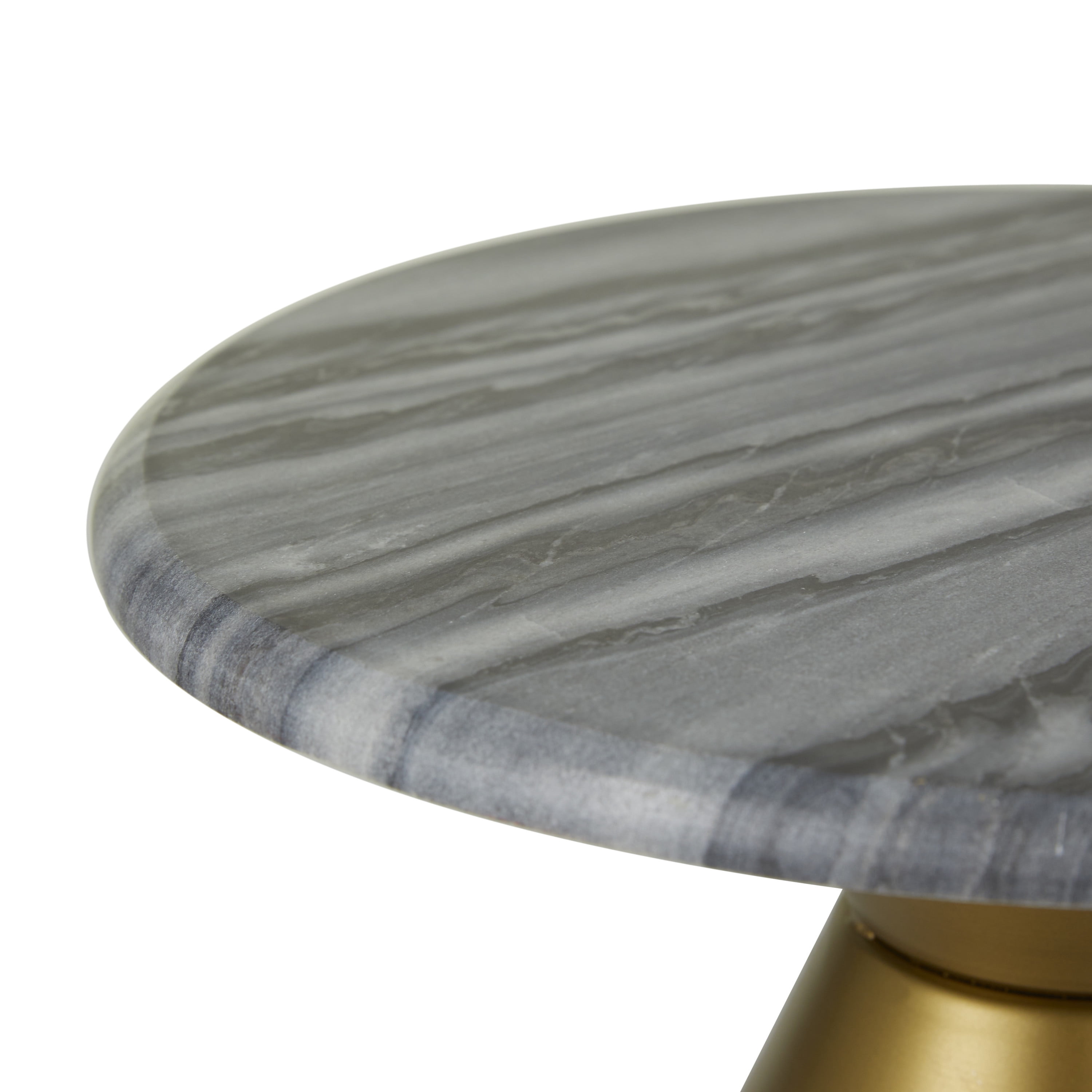 CosmoLiving by Cosmopolitan 14" x 7" Gray Ceramic Cake Stand with Gold Base, 1-Piece