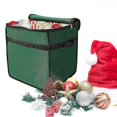 thumbnail image 4 of Caja de almacenamiento para adornos navideños - 32 x 32 x 32 cm de nailon gris con divisores extraíbles - Luces LED y ventana transparente - Ideal para decoraciones navideñas - 4 verdes, 4 of 5