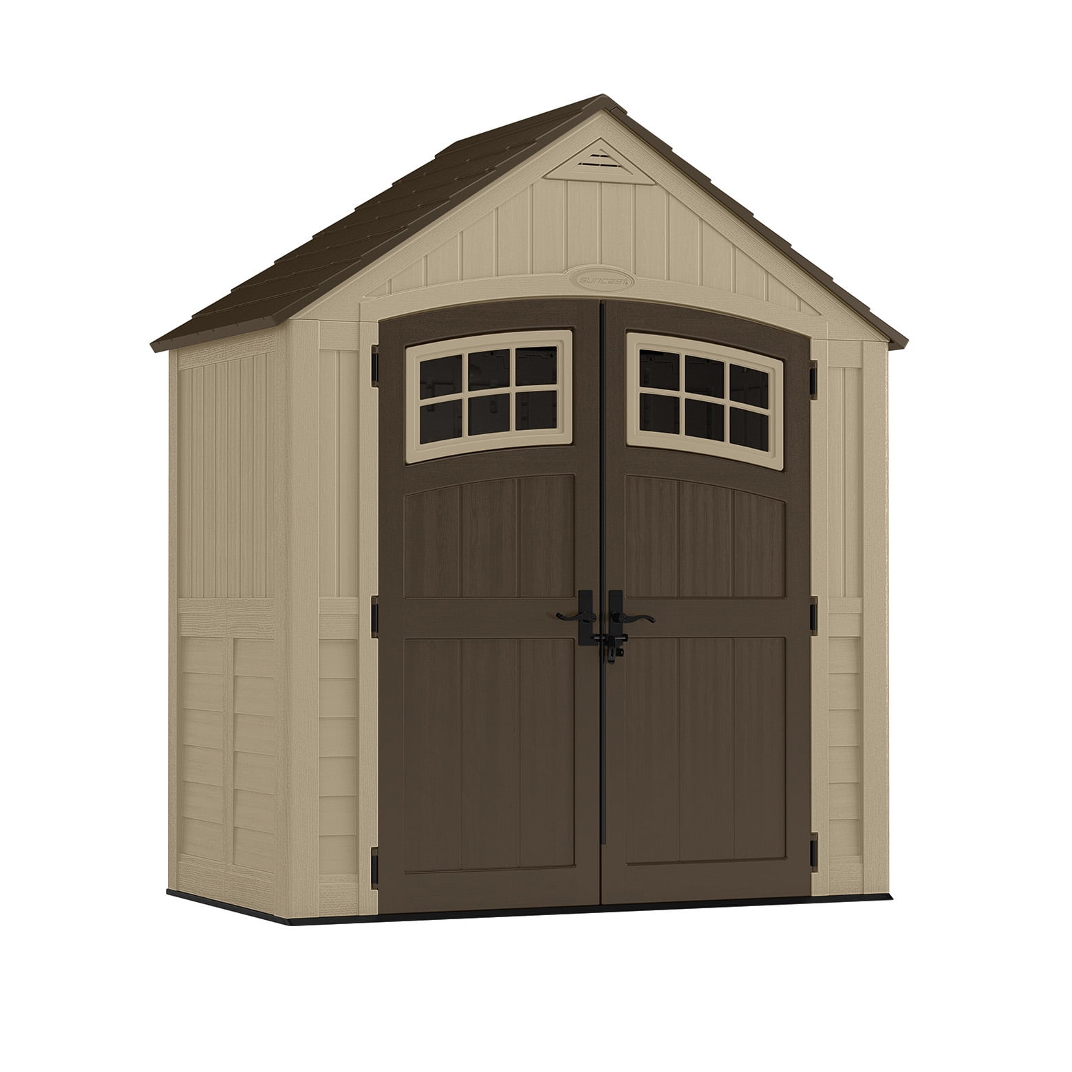 suncast sutton® storage shed for backyard, sand brown, 7