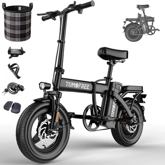 Upgraded 14" Folding Electric Bike for Adult, Peak 750W Max 24MPH 75 Miles Electric Bicycle, 48V 22.5Ah Removable Battery, PAS Control, E-Bike for Adults Teens, Front Suspension