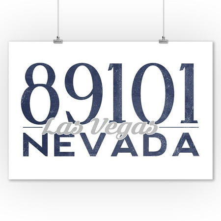 Las Vegas, Nevada - 89101 Zip Code (Blue) - Lantern Press Artwork (9x12 Art Print, Wall Decor Travel (Best Zip Codes In Las Vegas To Live)