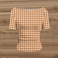 thumbnail image 5 of Bovxnpu Womens Short Sleeve T Shirts Printed T-Shirt Short Sleeve Crew Neck Ruched Side Slim Tops Summer Tops, 5 of 8