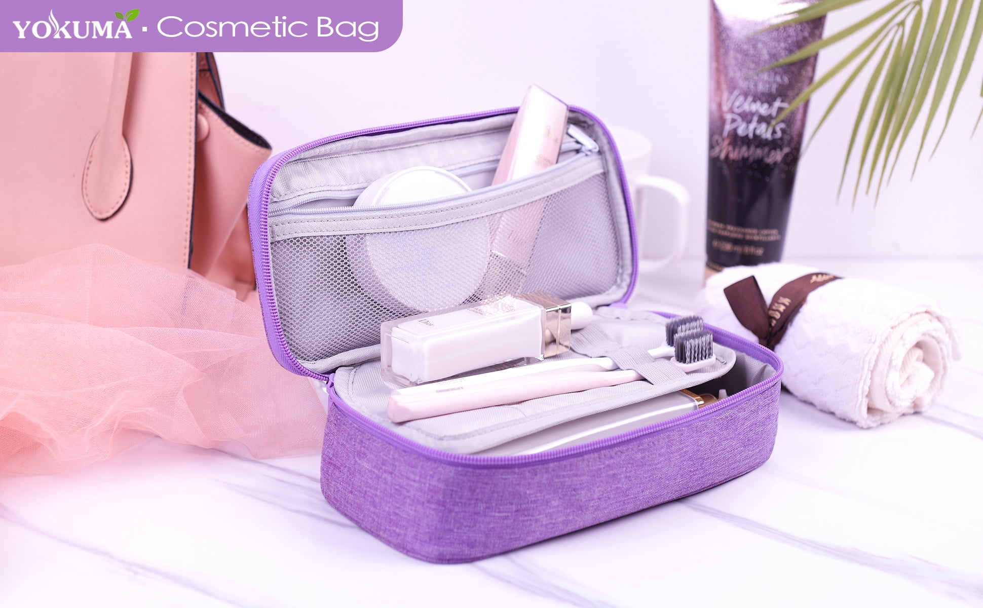 YOKUMA Pencil Case,Large Capacity Pencil Pouch,Aesthetic Zipper Pencil Box, Back to School Supplies for College Student Teen Adults, Purple