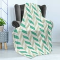 thumbnail image 4 of Chevron Soft Flannel Fleece Blanket, Chevron Herringbone Pattern Springtime Freshness Classic Stripe Art, Cozy Plush for Indoor and Outdoor Use, 50" x 60", Sea Green Eggshell White, by Ambesonne, 4 of 5
