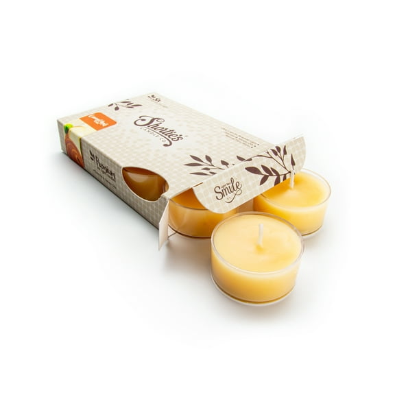 Caramel Apple Cider Tealight Candles - 6 Beige Premium Scented Tea Lights - Natural Oils - Shortie's Candle Company