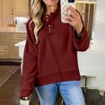 thumbnail image 6 of New Arrivals 2024 Womens Long Sleeve Shirts Sweatshirt Hooded V Neck Button Hoodies Tunic Pullover Tops, 6 of 9