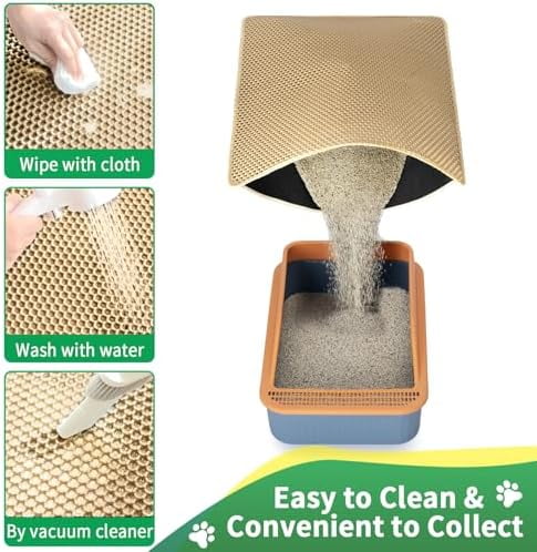 35''X 25'' Large Litter Mat, 2 Layer Cat Litter Mat Litter Trapping Mat,Litter Box Mats for Floor, Cats Litterbox Catcher Rug for Kitty Pet, Waterproof Urine Proof,Non-Slip