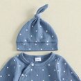 thumbnail image 5 of HWJAD Baby Boys Waffle Footed Romper Set for Little Brother Newborn Long Sleeve Jumpsuit Coming Home Clothes Infant Bodysuit Hat Fall Outfits, 5 of 8