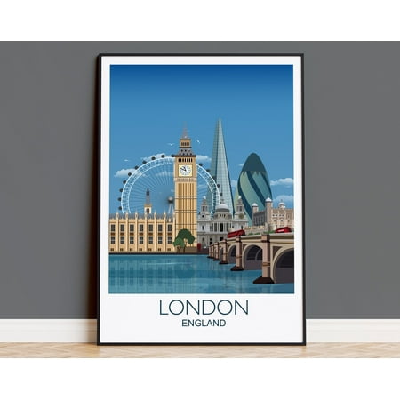 London Travel Print Wall Art, London Travel Poster, St Pauls Cathedral, Big Ben, Tower of London Art Lovers Gift, London Gifts, 16x24 UNFRAMED