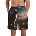 thumbnail image 1 of Goofa Pyramid Desert Cat Printed Mens Swim Trunks Summer Quick Dry Short Beach Swimwear Bathing Suits-X-Large, 1 of 6