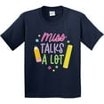 thumbnail image 3 of Inktastic Back to School Miss Talks a Lot Youth T-Shirt, 3 of 5