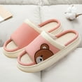 thumbnail image 4 of Xfvqtps Mens and Womens Couple Flax Slippers Cute Bear Memory Foam Thick Bottom Soft Sole Comfortable Non-Slip Warm Winter Cotton Slippers Pink, 4 of 7
