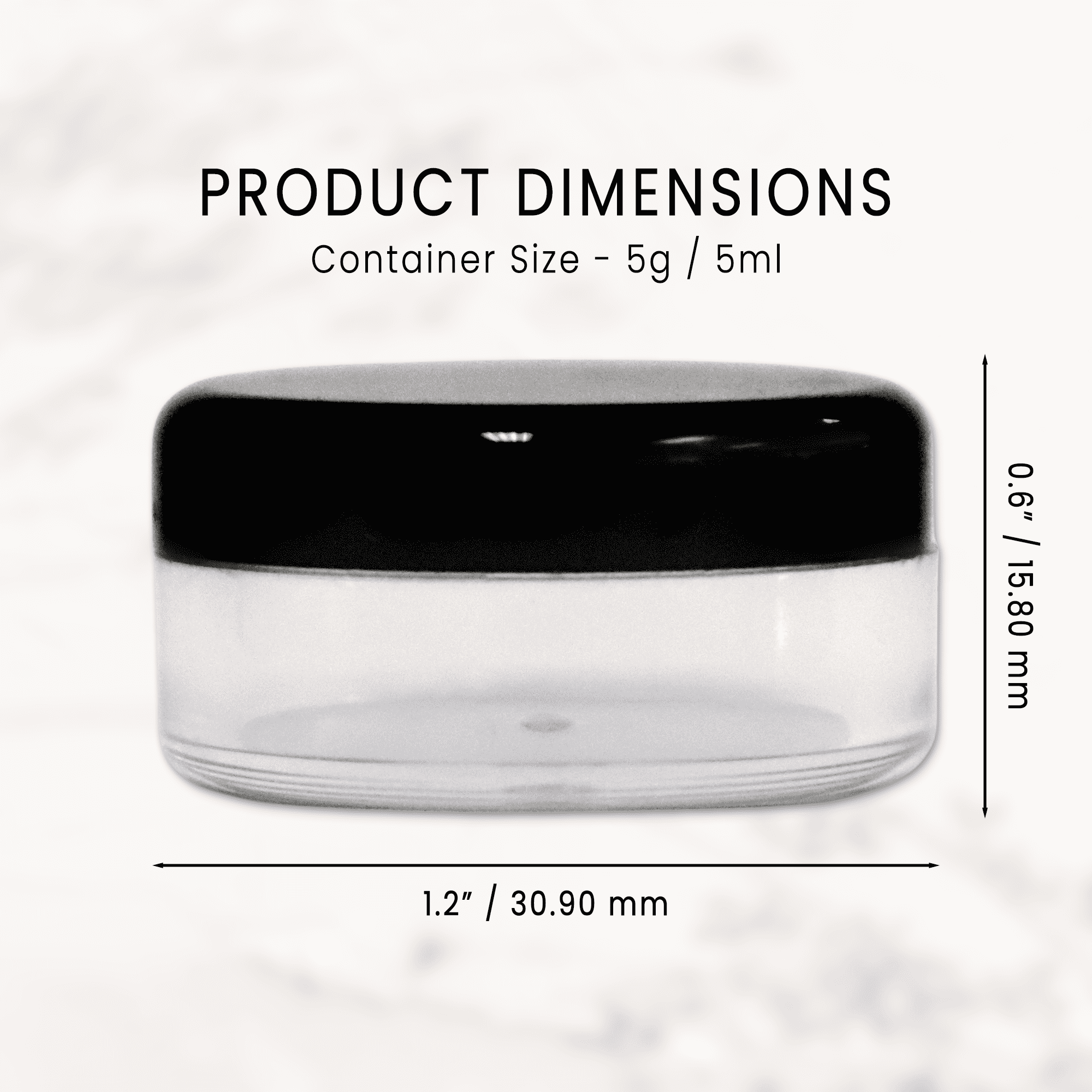 5g/5ml High Quality Acrylic Leak Proof Clear Container Jars with Black Lids (500 Jars)