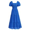 thumbnail image 1 of Vestido de verano PRETTYGARDEN 2025 con ojales y cuello cuadrado y manga abullonada, 1 of 9