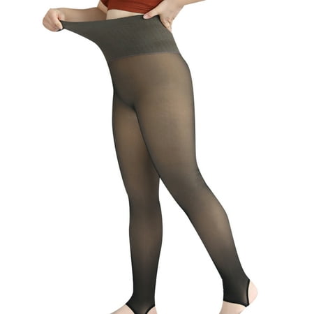 

Lumento Ladies Tummy Control Workout Pantyhose Lightweight Opaque Leggings Slimming Footed Tights Black-Stepping Foot L/XL/2XL