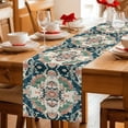 thumbnail image 3 of Vintage Abstract Flowers Table Runner, Green Orange Blue Medieval National Style Cotton Linen Kitchen Table Decoration Washable Dining Tabletop Runners for Home Party Decor 13x120 Inches, 3 of 9