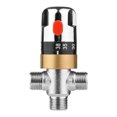 thumbnail image 1 of Thermostatic Control Valve Hot Cold Shower Mixer G12 Copper Mixing Valve Three-Way Shower Diverter Valve for Solar Heating System Bathtub Kitchen Silver, 1 of 1