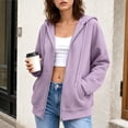 thumbnail image 5 of CBASIHI Womens Oversized Sweatshirts with Pockets- Casual Trendy Long Sleeve Fall Drawstring Drop Shoulder Zip Up Hoodies Hot Pink Size S, 5 of 8