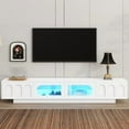 thumbnail image 2 of HICOMILA Large LED TV Stand for up to 95" TVs, Entertainment Center with 2 Storage Cabinet & 2 Deep Drawers for Living Room, White, 2 of 9