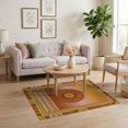 thumbnail image 3 of ODIKA 4'x6' Washable Area Rug Retro 70S Colored Mid Century Striped Bordered Sunset Vinyl Record Playful for Bedroom, Reading Nook, Pet Friendly & Non-Shedding, 3 of 7