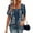 Dark Blue, variant on Women's T Shirts Short Sleeve Twofer Layered Look Graphic Print Square Neck Casual Loose Fit Summer Tops Navy Size S