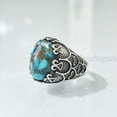 thumbnail image 2 of Blue Copper Turquoise Mans Ring, Natural Copper Turquoise Ring, Silver Jewelry, 925 Silver Ring, Birthday Gift, Heavy Mens Ring, Arabic Design, Ottoman Style Ring, Christmas, Turkey Mens Signet Ring, 2 of 8