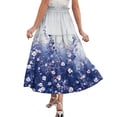 thumbnail image 5 of Women's Floral Maxi Skirt, High Waist Drawstring Tiered Pleated Skirt, Lightweight Flowy Boho Skirt for Beach, Vacation and Summer,Sky Blue,2XL, 5 of 7