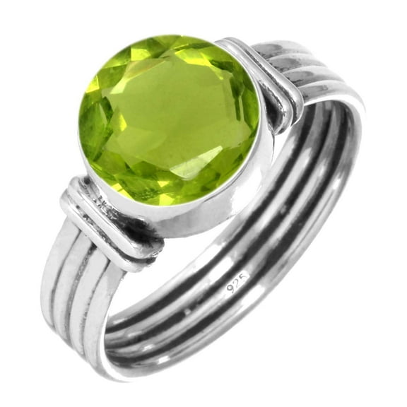 925 Silver Ring For Women - Men Green Peridot Quartz Stone Silver Ring Size 13 August Birthstone Fashion Silver Ring Size 13 Gift For Girl Friend On Engagement 925 Silver Jewelry With Gemstone